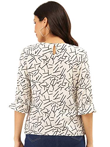 Image of Style Quotient Women Abstract Printed Polyester Smart Casual Top