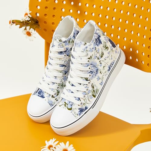 yageyan Womens High Top Canvas Sneakers Fashion Lace up White Shoes for Women Casual Classic4