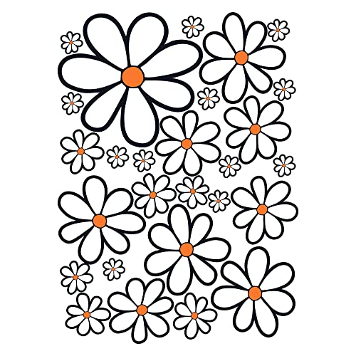 Autocollants de voiture fleurs marguerites Prilblumen Tuning - 27/54/108 pièces - Drôle Carrosserie Moto Casque de Vélo Autocollants en Verre (Medium, 27...