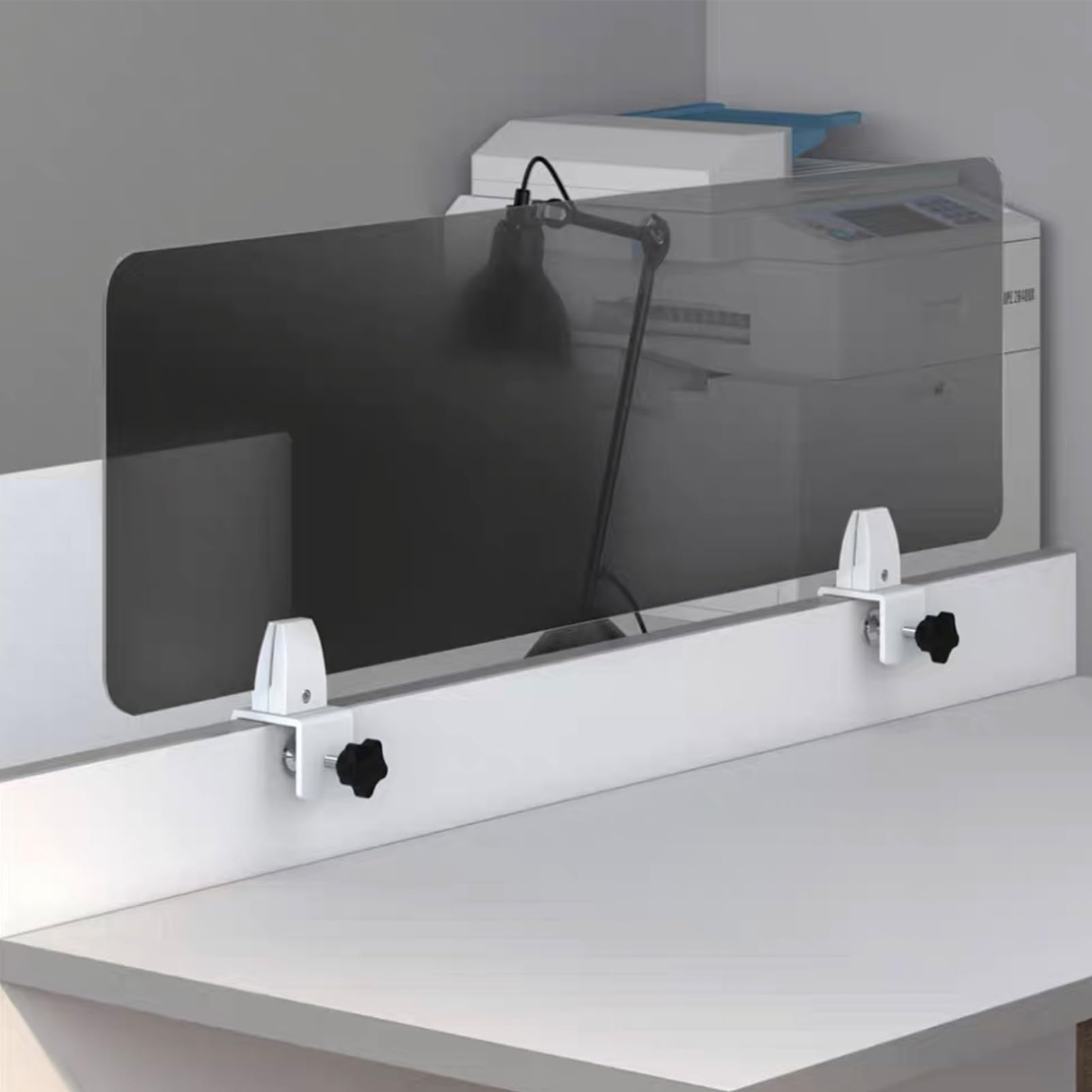 LWJSOCP Portable Acoustic Desk Divider Frosted Acrylic Soundproof Privacy Panel Office Partitions Noise Reduction & Visual Distraction Control (Black 50x40cm/19.7x15.7in)