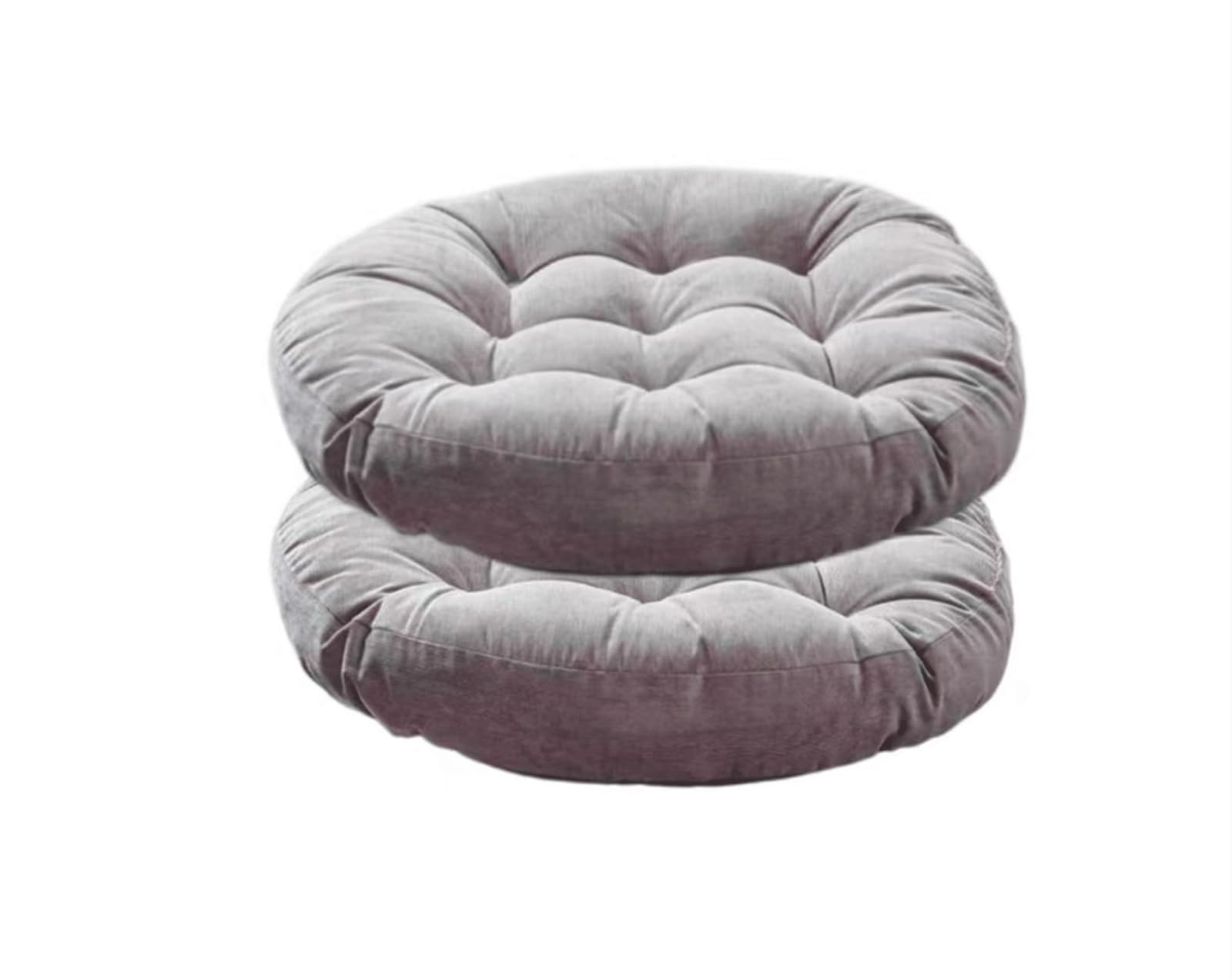 Futon rond grand format en tatami de lin et coussin de siège gris