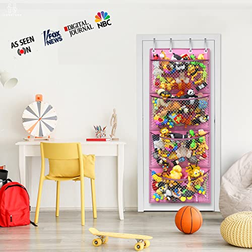 Honeyera Storage for Stuffed Animal - Over Door Organizer for Stuffies, Baby Accessories, and Toy Plush Storage with Breathable Hanging Pockets, Big Girls Chair Toddler Large Bag