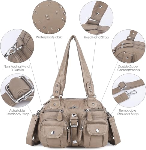Image of Angel Kiss Hobo Crossbody Purses for Women Shoulder Bag Multipocket Soft Hobo Purses Removable Strap Leather Handbags