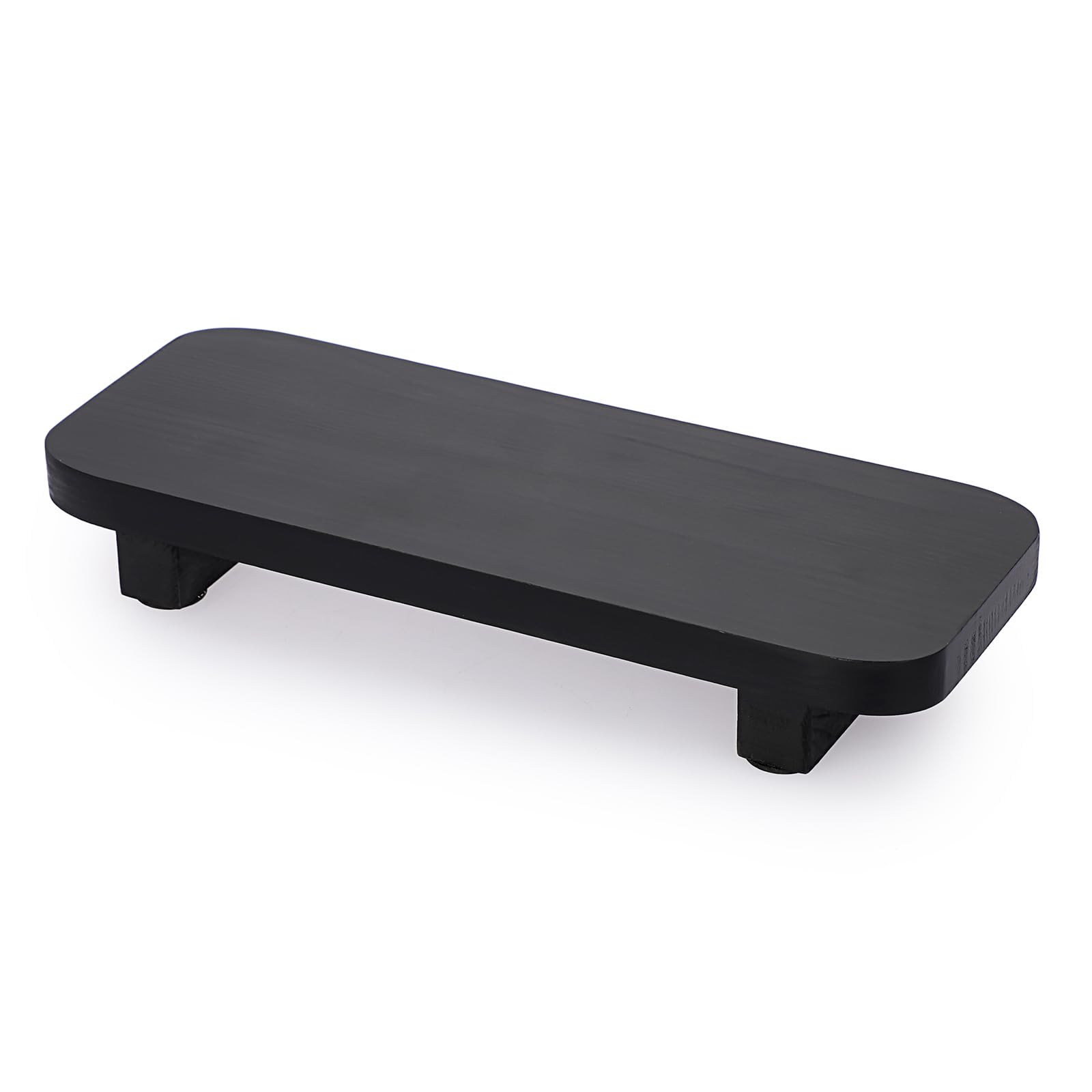 Rustic Wood Display Stand Tray - Home, Kitchen, Bathroom Decor, Black