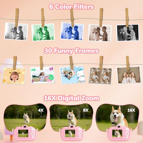Image of toddler camera toys for girls age 3-12 birthday gift toys 48MP HD for kids digital camera HD 1080P video camera for toddlers toys gifts