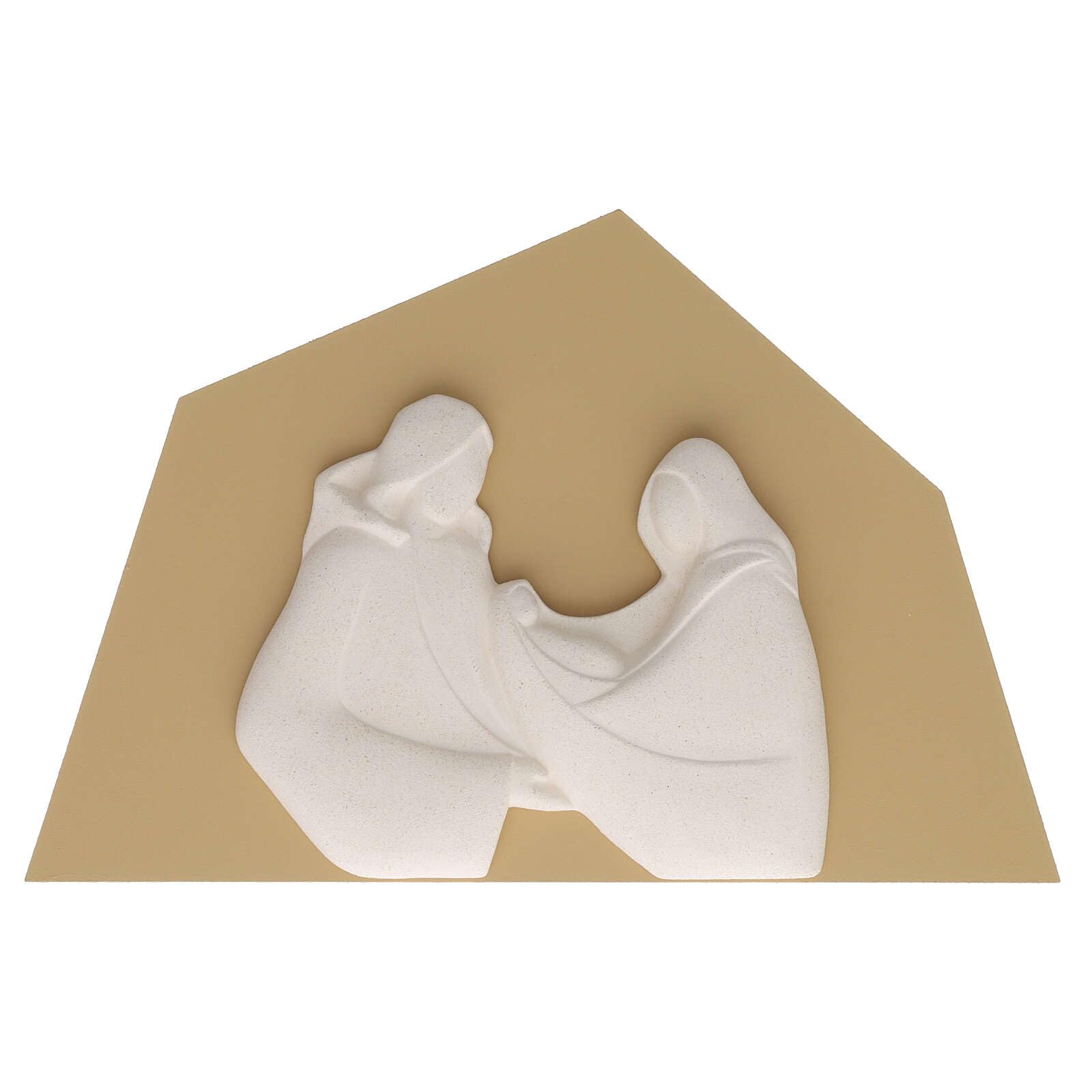 Holyart Nacimiento: Sagrada Familia Armonía Fondo Avellana Arcilla refractaria Cerámica Centro Ave 30x20 cm
