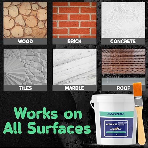 Image of Catron 5L /5Kg Transparent Waterproof Glue with Brush for Crack Seal, Roof Water Leakage Solution, Indoor and Outdoor Epoxy Resin Adhesive Sealxpert Sealant | for Bathroom, Walls, Tiles and Pipes