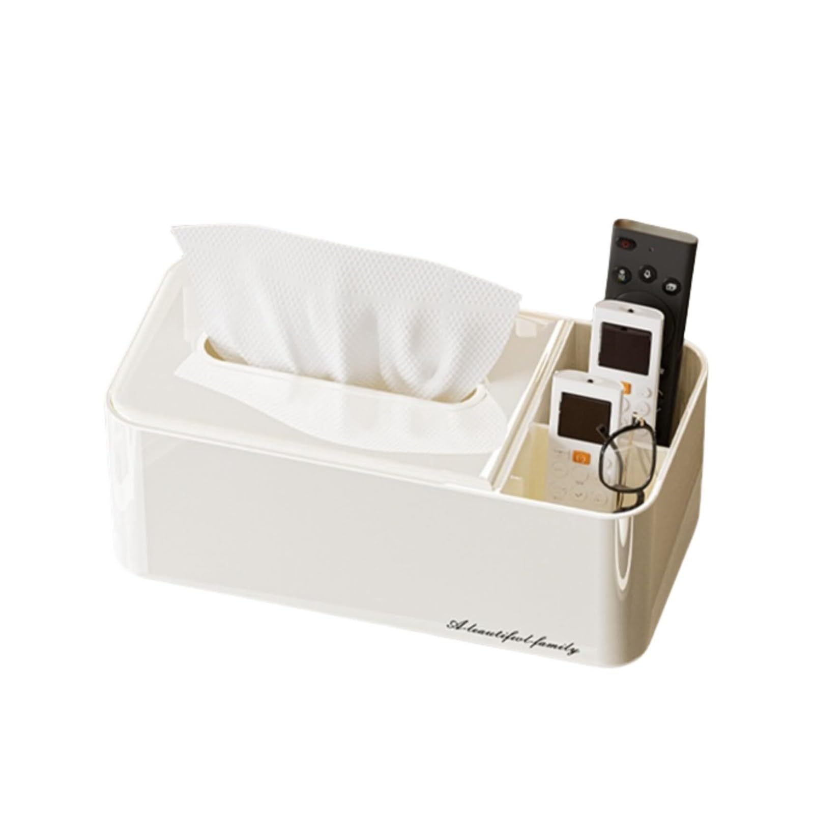 Tissue Dispenser Box Tissue Box Cover Square Refined Modern ABS Material Apartment Must Haves(White)
