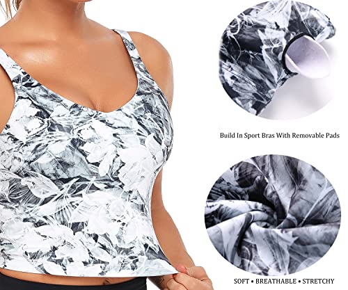 Image of Oalka Sports Bra Womens Longline Padded Crop Yoga Tank Tops