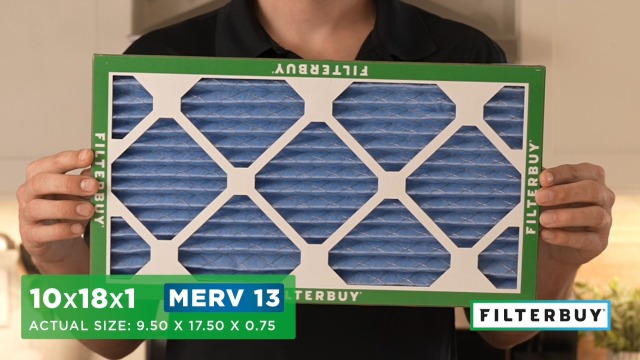 Image of Filterbuy 10x18x1 Air Filter MERV 13 Smoke & Allergy Defense (4-Pack) | Electrostatic Pleated HVAC AC Furnace Filters Replacement, Made in USA (Actual Size: 9.50 x 17.50 x 0.75)