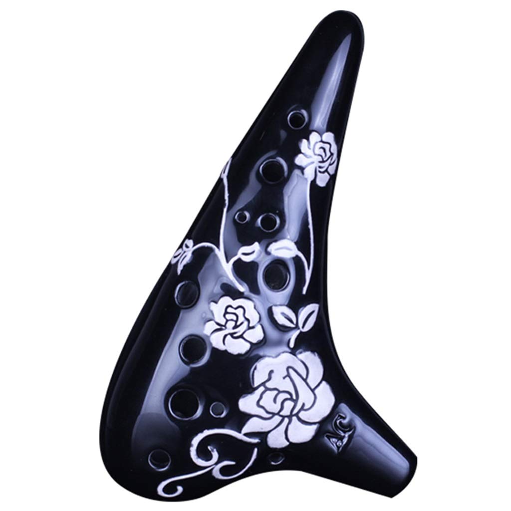 ocarina, Strumento flauto contralto in Do a 12 fori, opera d'arte, custodia in tessuto + bastoncino for la pulizia + protezione for il bocchino