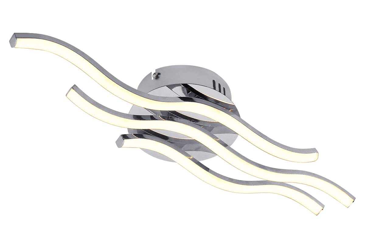 Long Life Lamp Company 3 LED Ceiling Light Chrome Modern Ceiling Strip Light Warm White 20w Semi Flush H3015