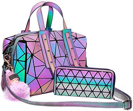 Geometric Handbag Luminous Women Tote Bag Holographich Purses and Handbags Flash Reflactive Crossbody Bag for Women Geometric Handbag Luminous Women Tote Bag Holographich Purses and Handbags Flash Reflactive Crossbody Bag for Women