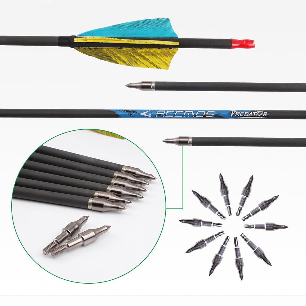 12 Pezzi ID 6,2 mm Micro-Spin Piume Frecce Spine 200 250 300 350 400 500 600 700 800 Frecce da Caccia per Tiro con L'Arco