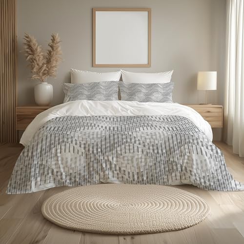 Image of LANE LINEN 400TC Morrison Bloom Super King Size Bedsheet with 4 Pillow Cases | 100% Cotton Digital Print Bedding Set (2.74 M x 2.74 M) | Modern Floral Pattern for Luxurious Comfort (Grey Pattern)