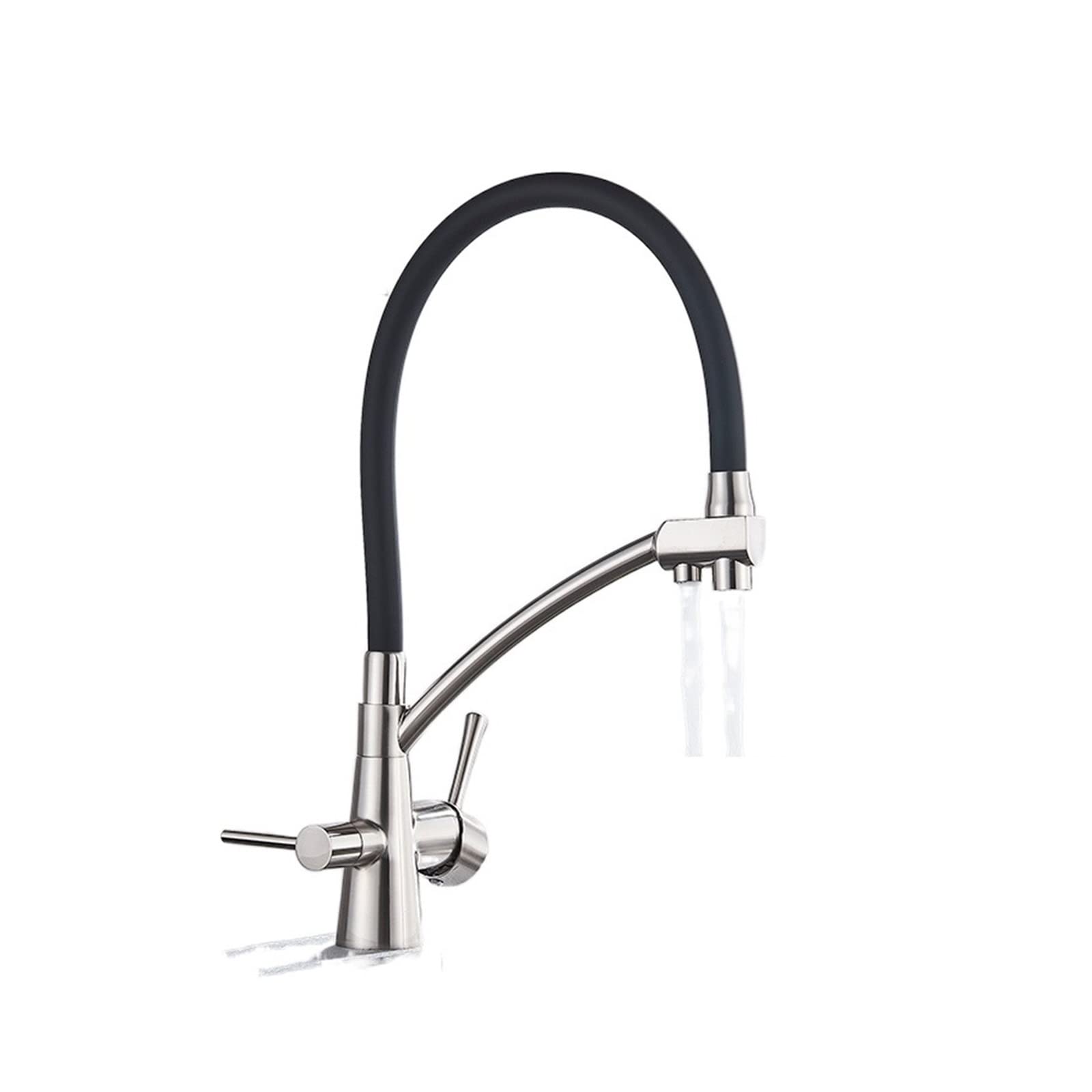 Grifo de Filtro de Agua, Mezclador de Filtro de Doble Boquilla, 360 Grados de Rotación, Función de Purificación de Agua, Inteligencia Del Grifo (C Negro Mate), HJUYJIA, Dibujo de níquel c,