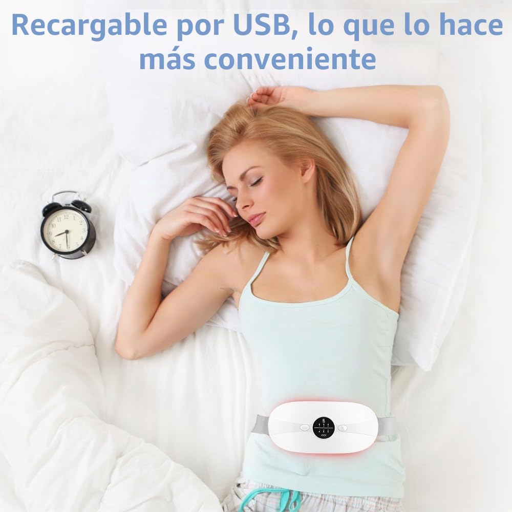 Almohadilla térmica menstrual Cinturón de Calentamiento Eléctrico USB para el Vientre 3 Niveles de Calor y 3 Modos de Masaje,Soporte de Espalda Calentado para Alivio Dolor Menstrual