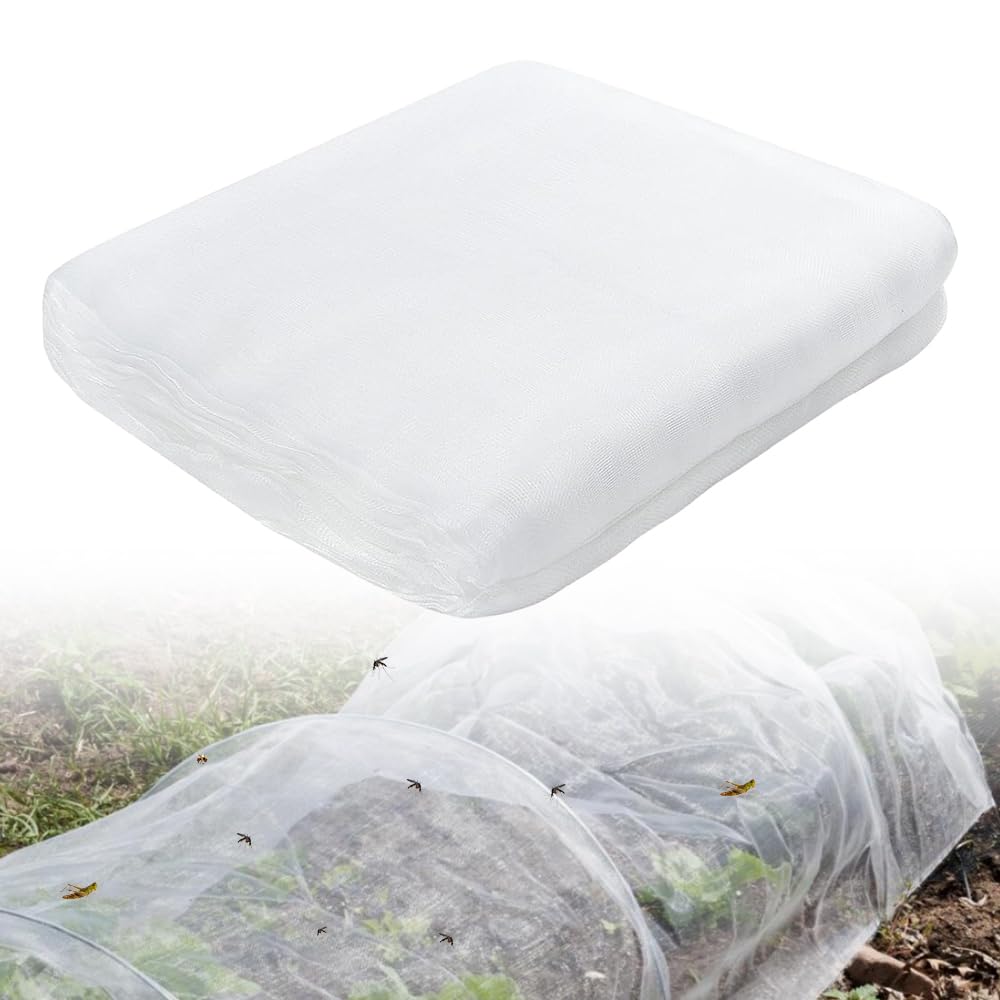 Mizikuu White Garden Netting For Plants Vegetable Fruit, 2.5X10m Insect Netting Fine Mesh Protection Net Butterfly Bird Barrier Netting Insect For Flowers Crops Fruits Greenhouse
