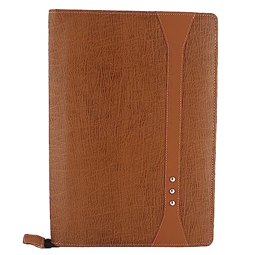 Image of Professional PU Leather Multipurpose B4 Size Document Holder 20 Leafs Zipper File Folder Organizer for Certificates, Marksheets, Degrees, Interview Portfolio, Important Documents (Tan)
