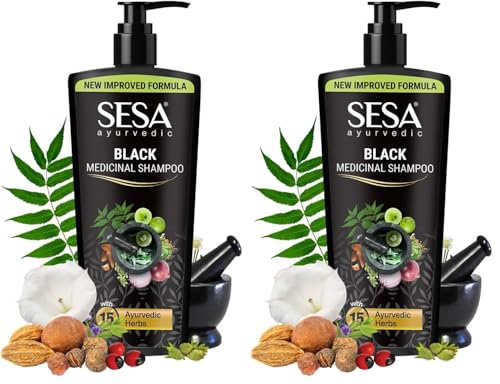 Image of Sesa Ayurvedic Medicinal Shampoo Hairfall Control Anti Dandruff Shampoo Infused with 17 Ayurvedic Herbs Smooth & Shiny Hair For Men & Women (500 ml) (Pack of 2)
