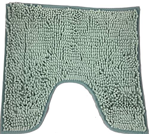 Image of Sansar Soft Shaggy Chenille Toilet Pedestal Mat Non-Slip (Duck Egg, 52x45cm Toilet Pedestal (2 Pack))