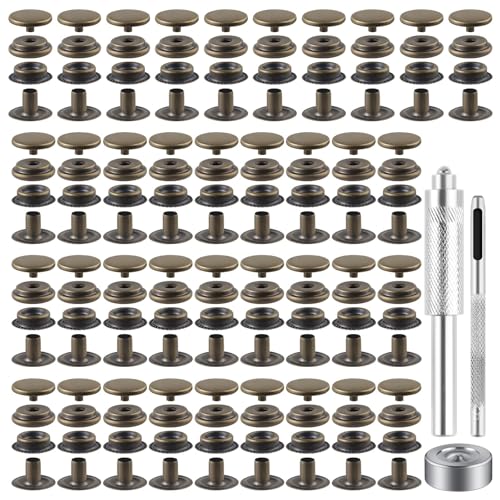 72 Pieces 15MM Snap Fastener Kit Tool Snap Button kit Snaps for Leather Leather Snaps and Fasteners kit for Leather Marine Grade Stainless Steel Snaps for Bag, Jeans, Clothes, Fabric