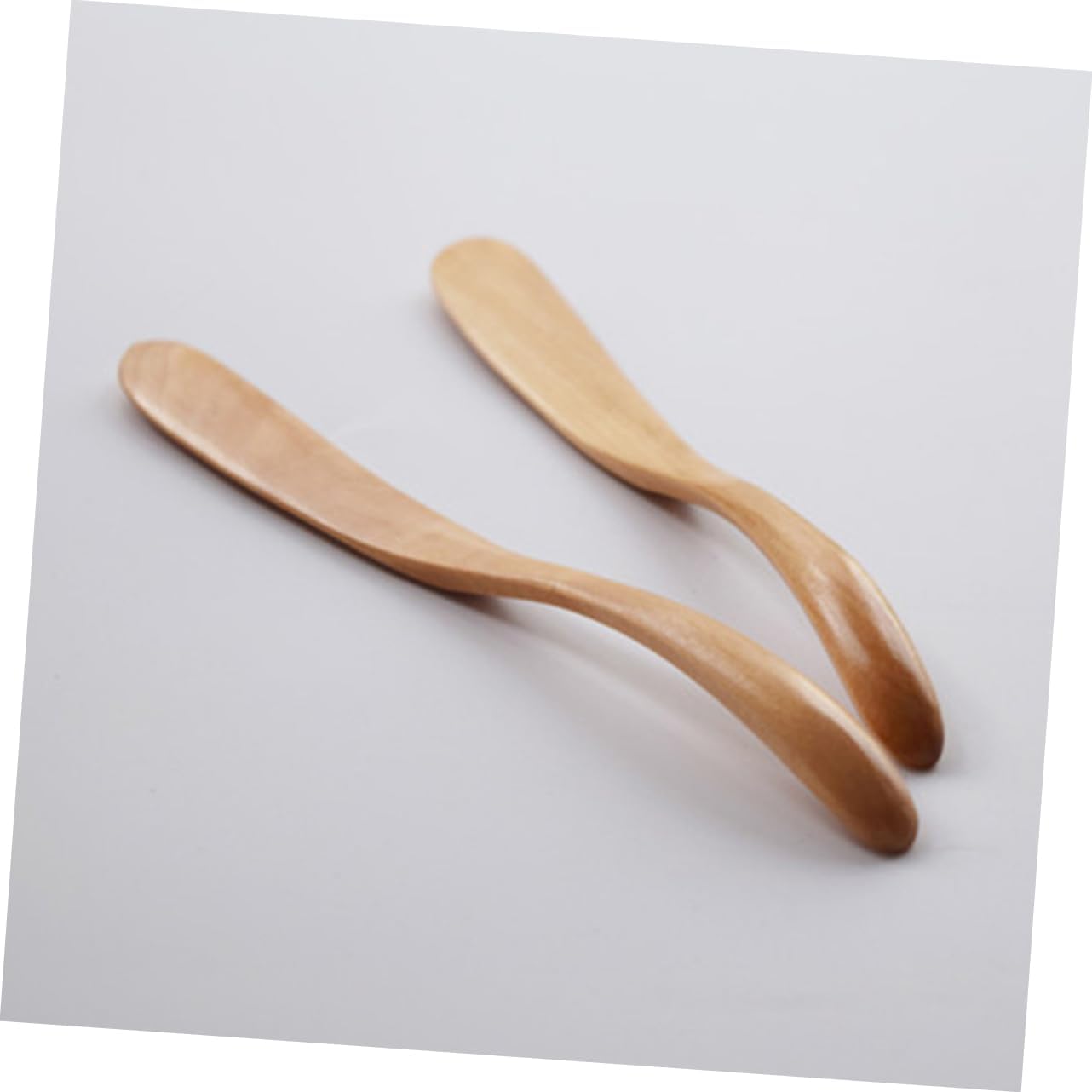 LABRIMP 5pcs Wooden Butter Knife Natural Wood Smooth Grip Cheese Butter Spreader Serrated Edge for Jam
