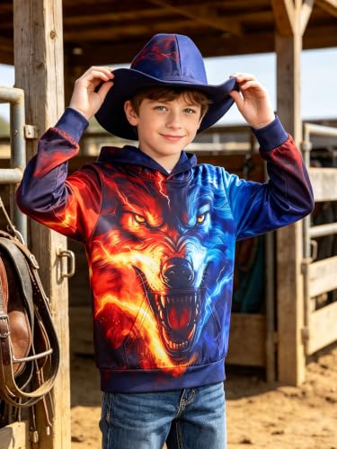 Image of TUONROAD Boys Hoodies 3D Graphic Sweatshirt Lightweight Pullover 6-16T cool