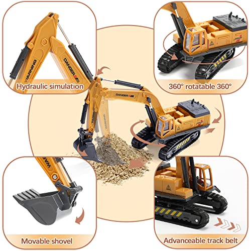 Skirtoy Kids Construction Vehicles Playset With Playmat, 18" Crane Toy, 10" Excavator, Tractor, Dump Truck, Cement, 4 Firetrucks, Educational Engineering Toy Set Birthday Gift For Toddler Boy 3+ #TOP4
