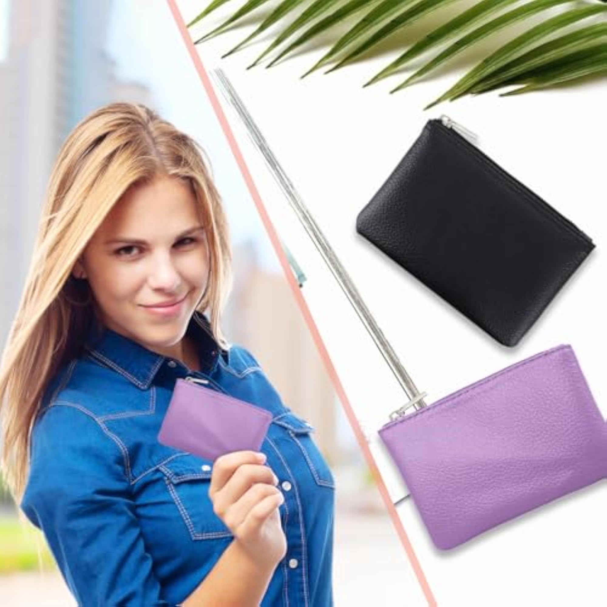 Portable PU Leather Coin Purse with Zipper