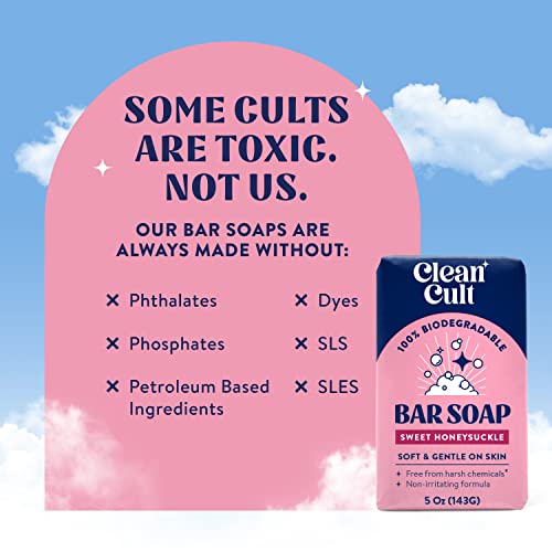 Cleancult Bar Soap For Silky Smooth Skin - Sustainable Coconut Based Soap Bars For Cleansing - Hydrating Soap Bar With Essential Oils - Hand, Face And Body Bar Soap - Sweet Honeysuckle, 6 Pack #TOP4