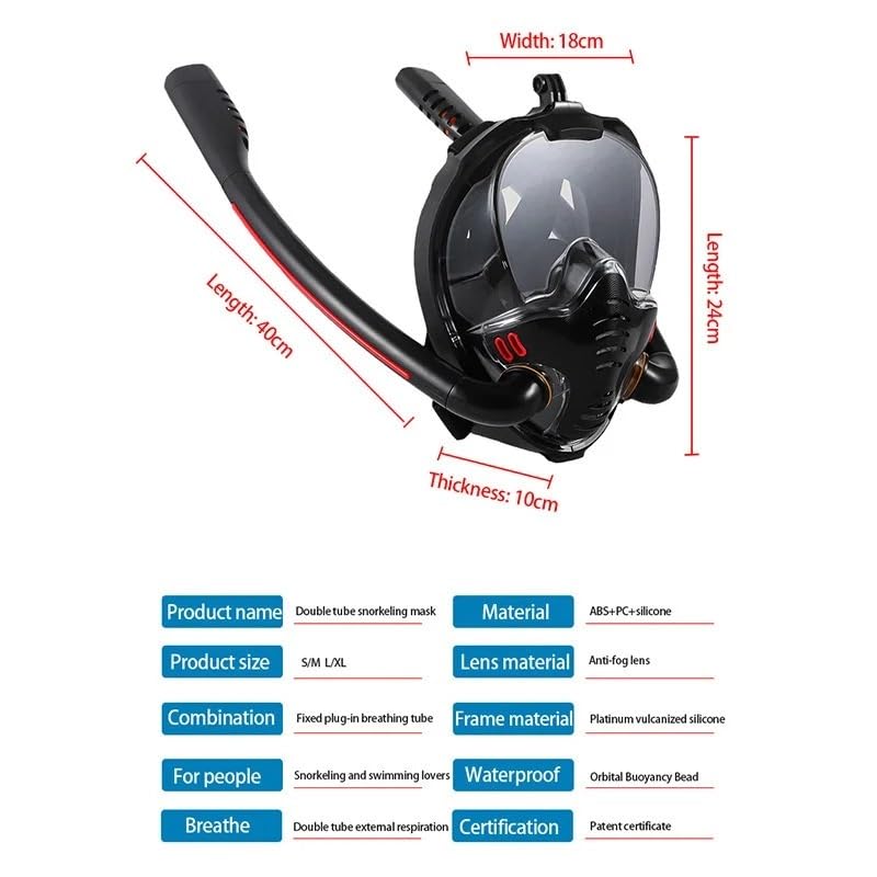 Máscara de snorkel panorámica Máscara de snorkel ajustable Máscara de buceo for snorkel for adultos Máscara de buceo con respiración libre Máscara de snorkel UV Antivaho Transpirable Visión clara Equi