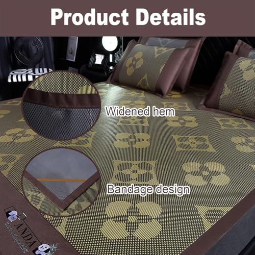 Cama de mimbre transpirable colchoneta de bambú plegable de dos caras 4