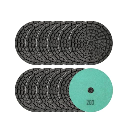 Diatool Diamant-Harz-Bond-Beton-Polierpads für Beton, 10 cm, 12 Stück Grit 200