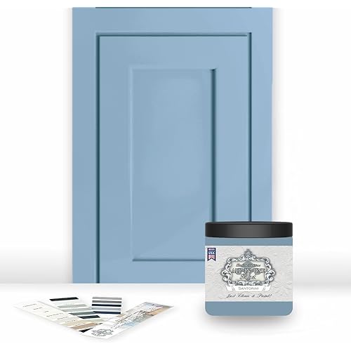 ALL-IN-ONE Paint by Heirloom Traditions, Santorini (Slate Blue), 8oz Sample - Durable cabinet and furniture paint. Built in primer and top coat, no sanding needed. Includes our 30 featured color card.