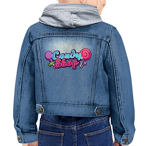 Beautiful Toddler Hooded Denim Jacket - Candy Style Jean Jacket - Unique Denim Jacket for Kids