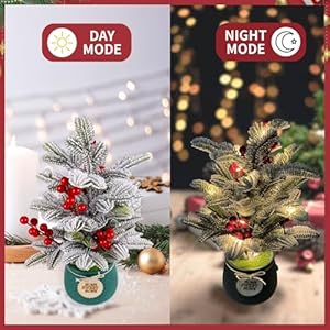 Mini Christmas Tree, 14 Inch Snow Flocked Artificial Christmas Plants, Small Christmas Tree with Cherries for Indoor Christmas Decor Mini Christmas Tree 14 Inch Snow Flocked Artificial Christmas Plants Small Christmas Tree with Cherries for Indoor Christmas Decor