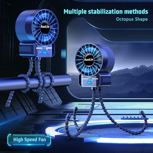 Image of 2 Pack Multifunctional Portable Stroller Fan 4 Speed 6600rpm High Speed Usb Rechargeable Personal Mini Handheld Fan Extended Tripod For Desktop Winding Kids Bed Treadmill Bike Golf Cart Outdoor Travel