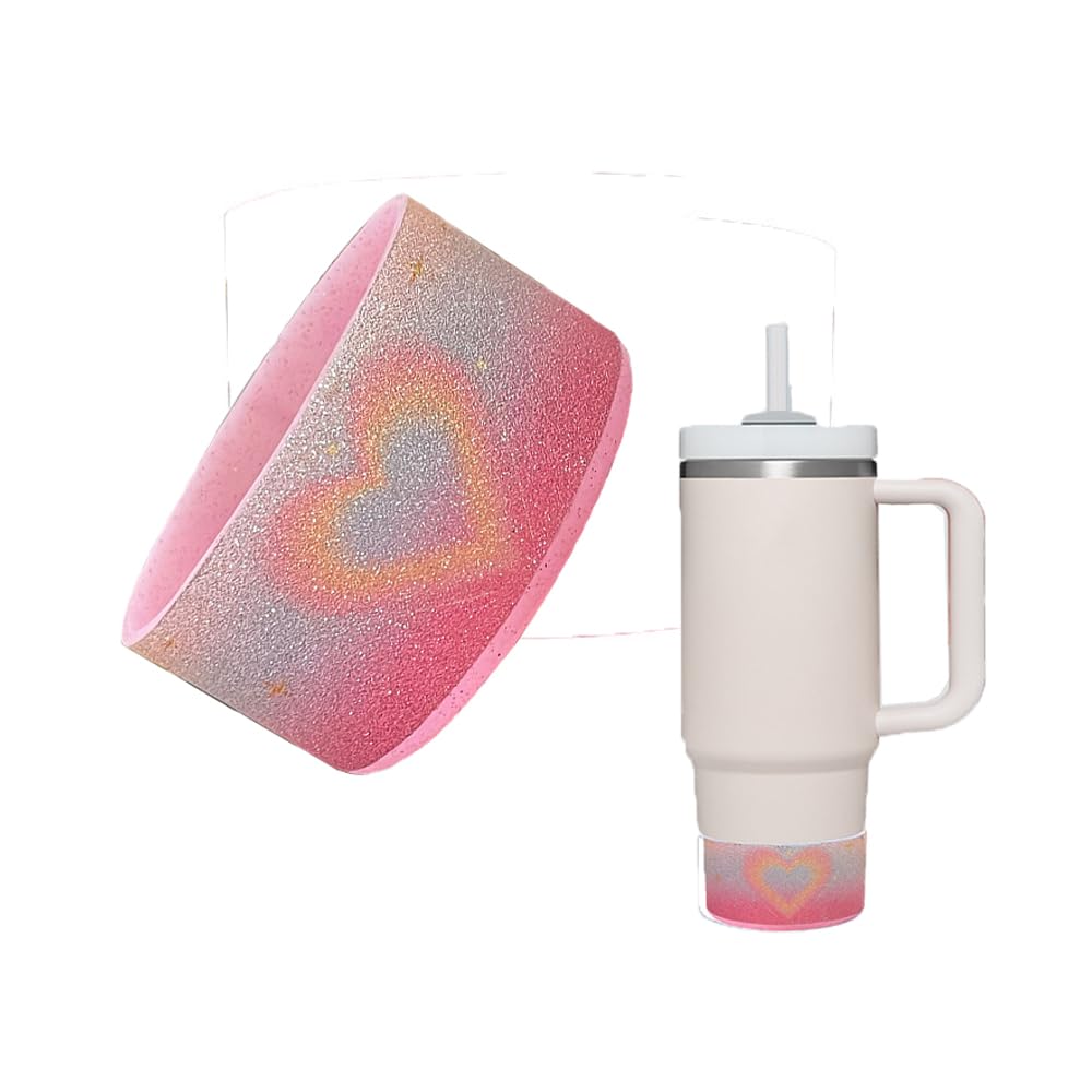 Czrqvyx Glitter Silicone Boot for Stanley Tumbler 20-40oz & Hydro Flask 12-24oz, Anti-Slip Sleeve Cover, 2.8-2.95in Bottom (Pink)