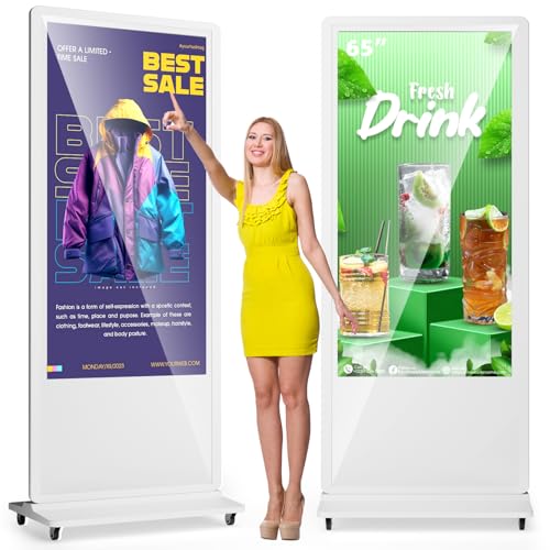 Image of MWE Digitaler Kundenstopper mit Touchscreen, 65 Zoll 4K Digitale Werbetafel, Interaktives Digital Signage Display, Stand Up Digital Display mit Android OS fur Werbedisplay, Mieten & Verkauf