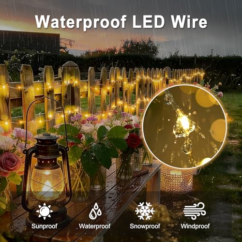 Image of suddus Flexible Copper String Lights, Fairy Lights Warm White, 2Pack Total 132ft 400 LED Battery Operated /USB Twinkle Lights for Bedroom, Dorm Decor