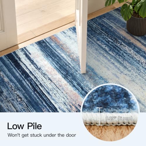 Stiio 8x10 Area Rugs for Living Room, Washable Abstract Navy Blue Carpet - image 8