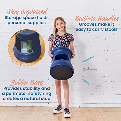 Image of ECR4Kids Storage Wobble Stool, 15in Seat Height, Active Seating, Navy