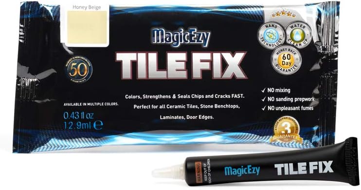 MagicEzy Tile Fix: Strong Scratch Repair Touch Up Filler for Cracked, Chipped, Scratched Porcelain Tiles - Gap Filler (Honey Beige)