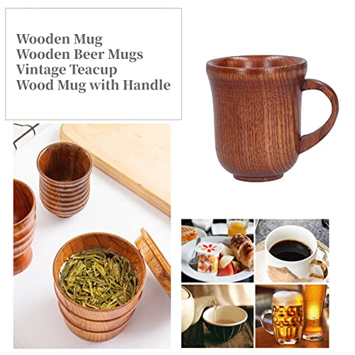 Duokon Wooden Mug With Handle,Wooden Beer Mugs Vintage Teacup Handmade Wood Mug Coffee Tea Cups #TOP2