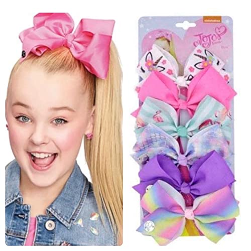 JOJO SIWA Hair Clips - 6 pieces/set jojo jojo siwa rainbow printed knot ribbon bow for girls handmade boutique hair clip children hair accessories