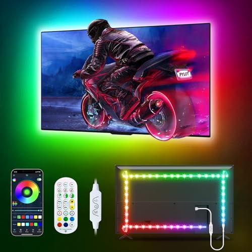 KeShu 16.4ft LED Lights for TV 55-75 Inch, Rainbow Color Changing Led Lights with Remote Bluetooth APP TV Led Backlight led Lights for Bedroom Led Strip Lights Music Sync TV Lights Behind…