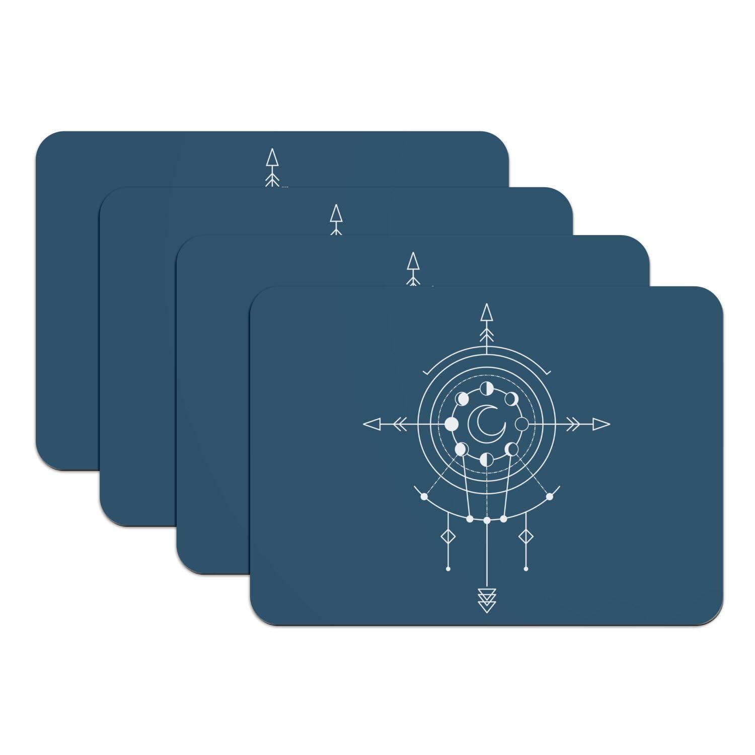 Set de table bleu en caoutchouc de grand format aux motifs phases de la lune