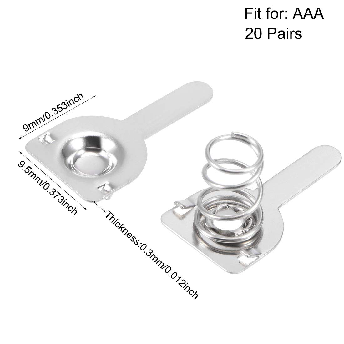 uxcell 20 Pairs AAA Battery Positive Negative Conversion Spring Contact Nickeling Plate 9.5mm x 9mm