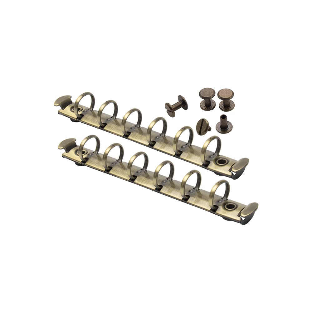 Mogoostry 2PCS A7 Notebook Mechanism Replacement Kit Bronze Metal Clip Ring Binder Round Ring Binding Spines Combs Set for Binder Planner Organizers